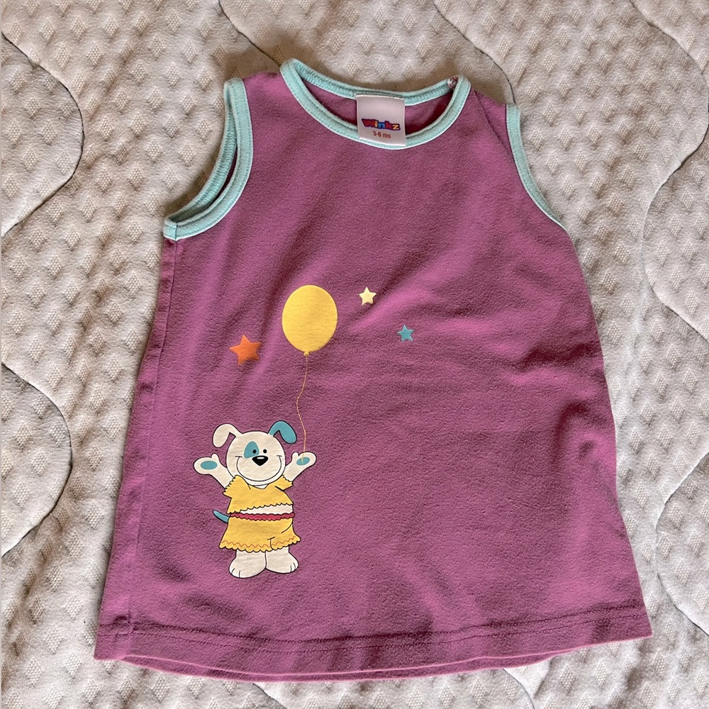 Purple infant dress with Balloon Dog Design size 3-6 mths